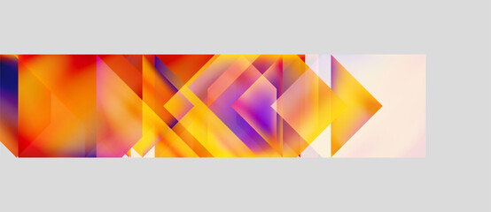 Abstract geometric composition. Vibrant colors blend, creating dynamic triangular shapes. Modern design, visually striking.