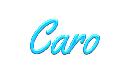 Glowing blue effect of name Caro on white background.