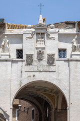 Porta Romana (Roman Gate), stone entrance to town, part of medieval defensive walls, Loreto, Italy