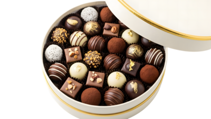 Assorted chocolate treats in a decorative tin