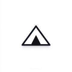 Minimalist tent icon black outline white background simple geometric design modern camping symbol monochrome style clean and bold outdoor adventure illustration isolated graphic © nddcenter