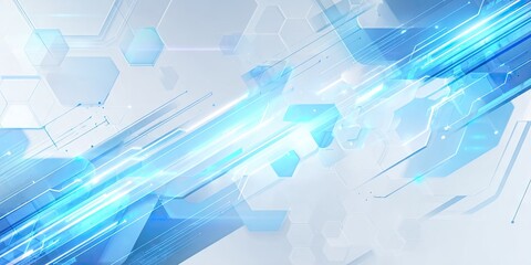 Abstract technological design with light blue lines and hexagonal shapes