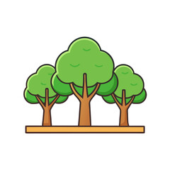 Cartoon tree sticker on white background illustration
