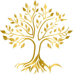 Obraz premium abstract golden tree with leaves vector svg