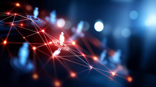 Social network concept visualization, digital connectivity imagery, online community representation, platform interaction graphics, communication network design, with copy space