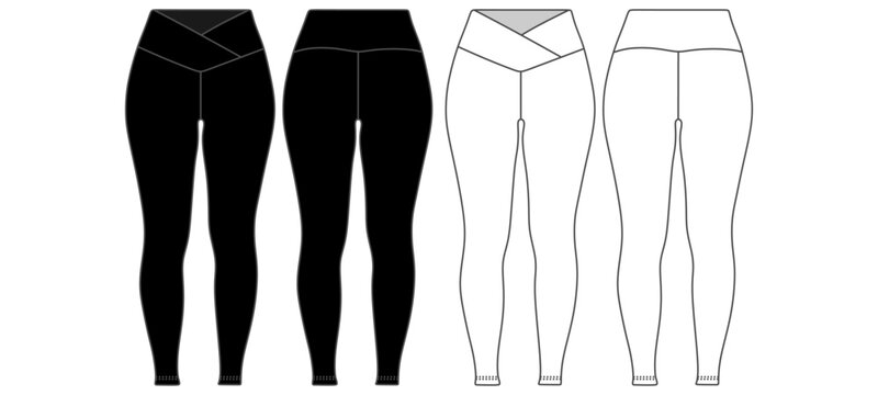 V-waist Women's Leggings Mockup Template Vector