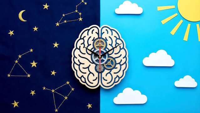 Brain Clock Concept Illustrating Circadian Rhythm and Daily Cycles