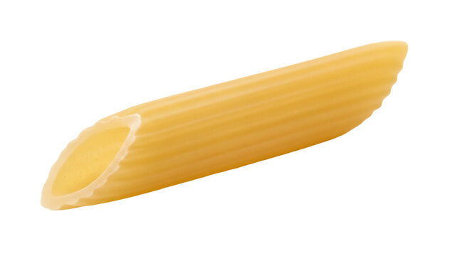 Penne pasta isolated PNG on transparent background, Italian dry pasta tube shape for food design and culinary projects