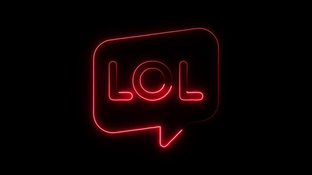 Red Neon LOL Speech Bubble With Black Background laugh out loud chat
