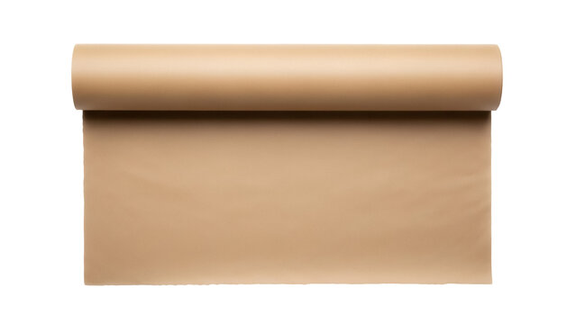 Roll of brown kraft paper PNG isolated on transparent background, wrapping material for crafts and packaging projects