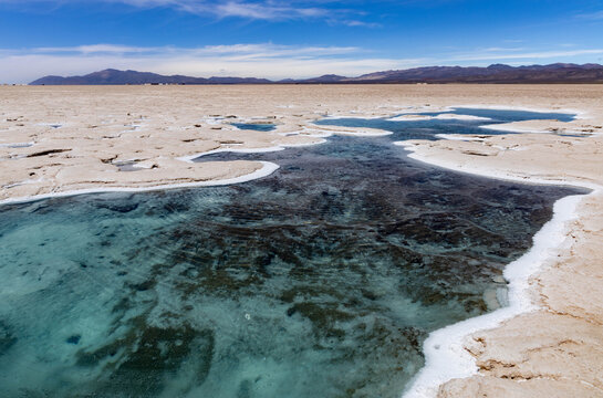Ojos de Agua in Salinas Grandes salt desert Argentina high-altitude landscape