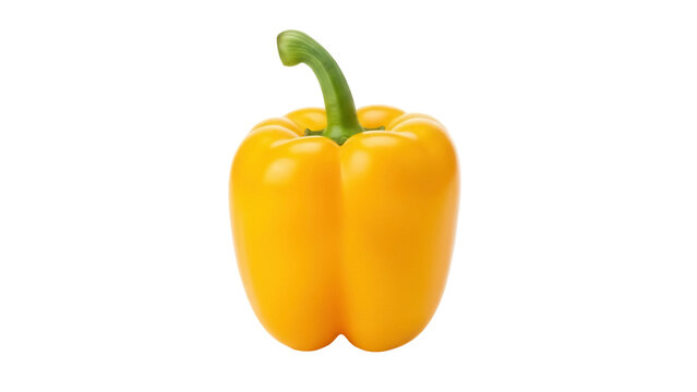 Vibrant yellow bell pepper isolated PNG, fresh vegetable on transparent background for healthy eating and cooking concepts