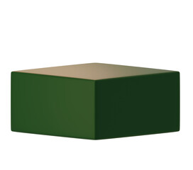 3d green cube box square block podium pedestal stand display showcase render isolated transparent geometric