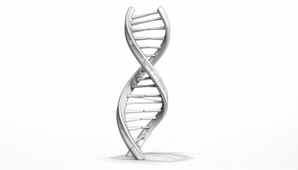 3D-rendered illustration of a double helix DNA strand, white background