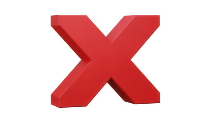 Obraz premium Red 3D cross mark PNG isolated on transparent background, symbol of rejection and error for graphic design and presentations