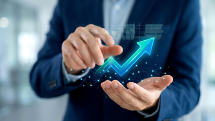 Business Growth Success with Digital Arrow Chart Technology