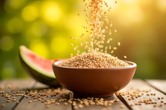 Freshly ground sesame seeds in bowl