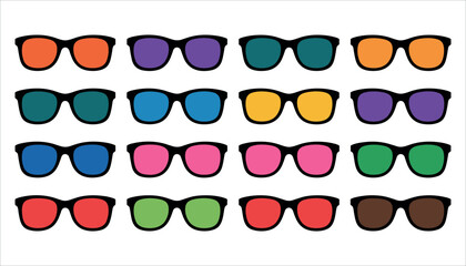 Colorful sunglasses with various lens colors lenses shades eyewear