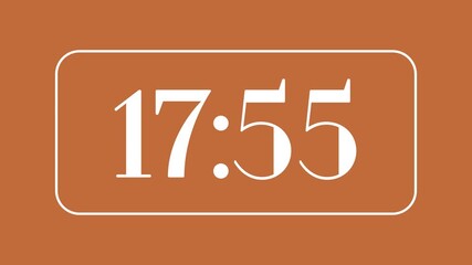 Countdown timer from 18 minute to 17 minute with retro style on brown background ideal for time management visuals, presentations, and modern retro digital concepts