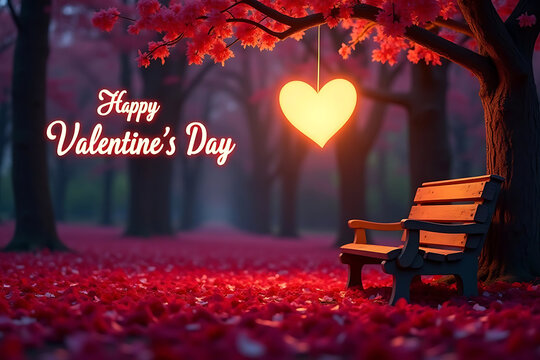 Celebrate valentine's day in a romantic forest - Powered by Adobe