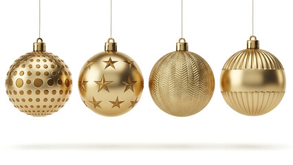 Four golden christmas ornaments