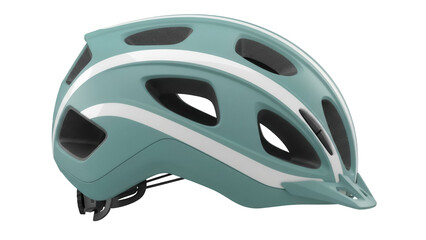 Light blue bicycle helmet PNG isolated on transparent background, safety gear for cycling and outdoor sports equipment