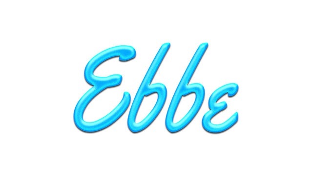 Glowing blue effect of name Ebbe on white background.