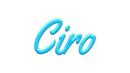 Glowing blue effect of name Ciro on white background.