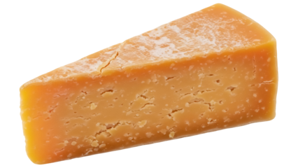 Wedge of aged cheddar cheese isolated PNG, sharp yellow dairy product with crumbly texture for gourmet food and cooking
