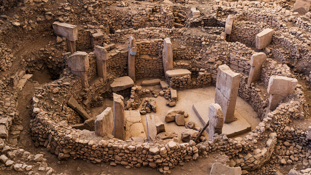 Ancient stone pillars at G&ouml;bekli Tepe in Turkey