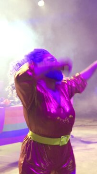 Drag Queen Performer Shines on Stage at the Vibrant Festival Celebrating LGBTQ+ Pride and Queer Creativity