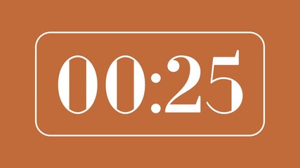 30 second countdown timer with retro style on brown background ideal for time management visuals, presentations, and modern retro digital concepts