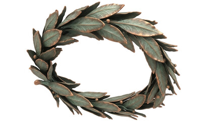 Bronze laurel wreath PNG isolated on transparent background, victory symbol for awards and...
