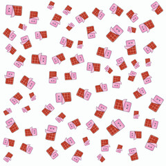 Cute Kawaii Chocolate Bar Pattern with Pink Wrapper Seamless Background Vector