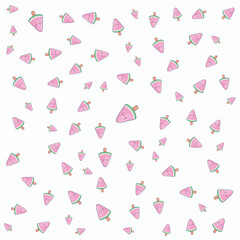 Cute Kawaii Watermelon Popsicle Seamless Pattern on White Background Vector Illustration