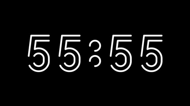 Countdown digital timer from 56 minute to 55 minute on black background suitable for time management, productivity, deadlines, presentations