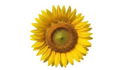 Bright yellow sunflower isolated PNG, vibrant summer flower on transparent background for graphic design and botanical projects