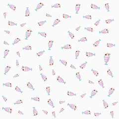 Cute Kawaii Strawberry Milkshake Sundae Seamless Pattern with Cherry in Glass Vector Background