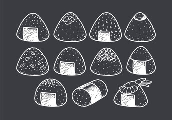 Hand-drawn Onigiri Rice Balls Collection