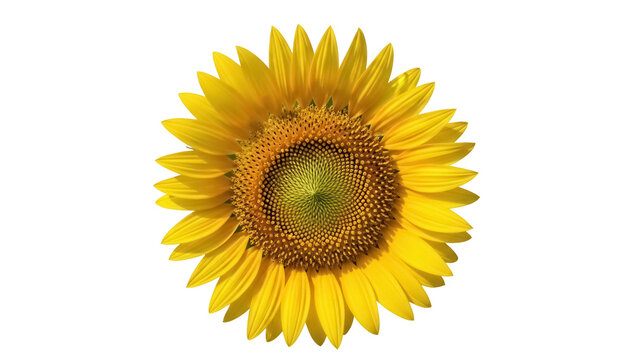 Bright yellow sunflower isolated PNG, vibrant summer flower on transparent background for graphic design and botanical projects