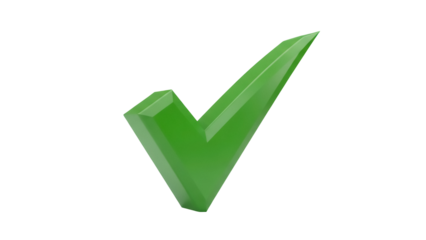 Green check mark PNG isolated on transparent background, symbol of approval and confirmation for graphic design projects