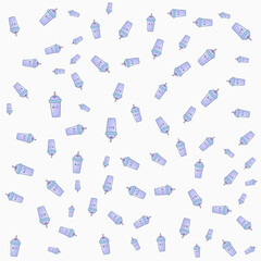 Cute Kawaii Soda Cup Seamless Pattern with Straw on White Background Vector Illustration