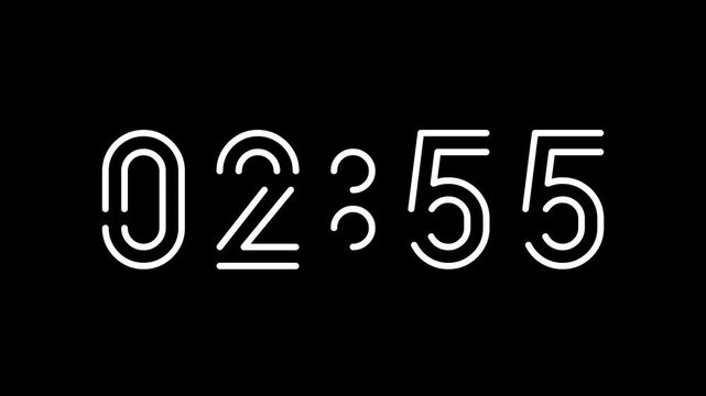 Countdown digital timer from 3 minute to 2 minute on black background suitable for time management, productivity, deadlines, presentations