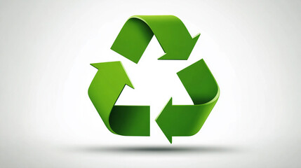 Obraz premium Recycling icon symbolizing sustainable industry and waste data management, with natural shadow and cyber technology aesthetic, seamless loopable abstract design for digital use. 