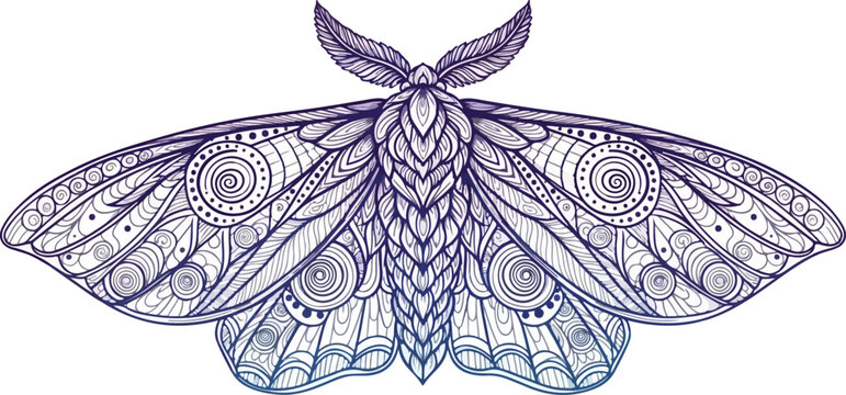 mystical Moth in psychedelic design vector .eps