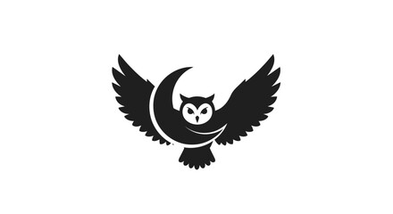 Obraz premium Mystical Owl with Moon Silhouette Logo Symbol for Nighttime and Wisdom Design