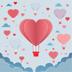 Romantic Valentine background with floating heart elements in flat vector style. Ideal for banners, posters, social media, greeting cards, and seasonal love-themed designs.