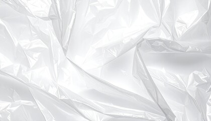 Obraz premium Close-up of crumpled, translucent white plastic sheeting