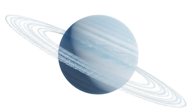 Blue Uranus planet with rings isolated PNG, celestial body on transparent background for astronomy and science projects