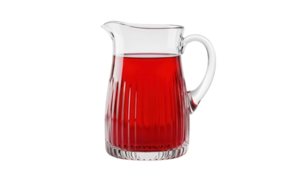 Glass pitcher with red juice isolated PNG on transparent background, refreshing drink for summer and healthy lifestyle